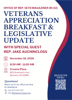Congressman Magaziner Veterans Appreciation Breakfast Flyer